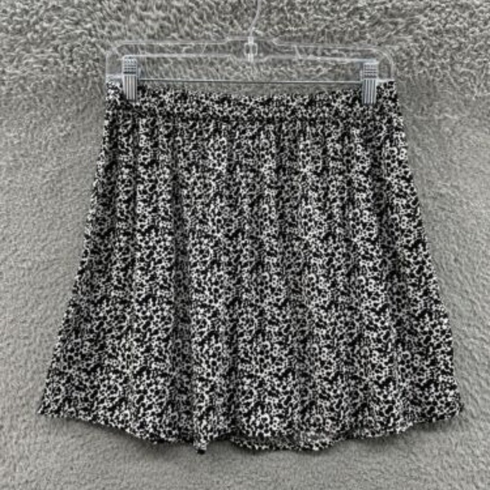 Abound Skirt Women's Medium Black & White Animal Print‎ Waist Pleat Skirt